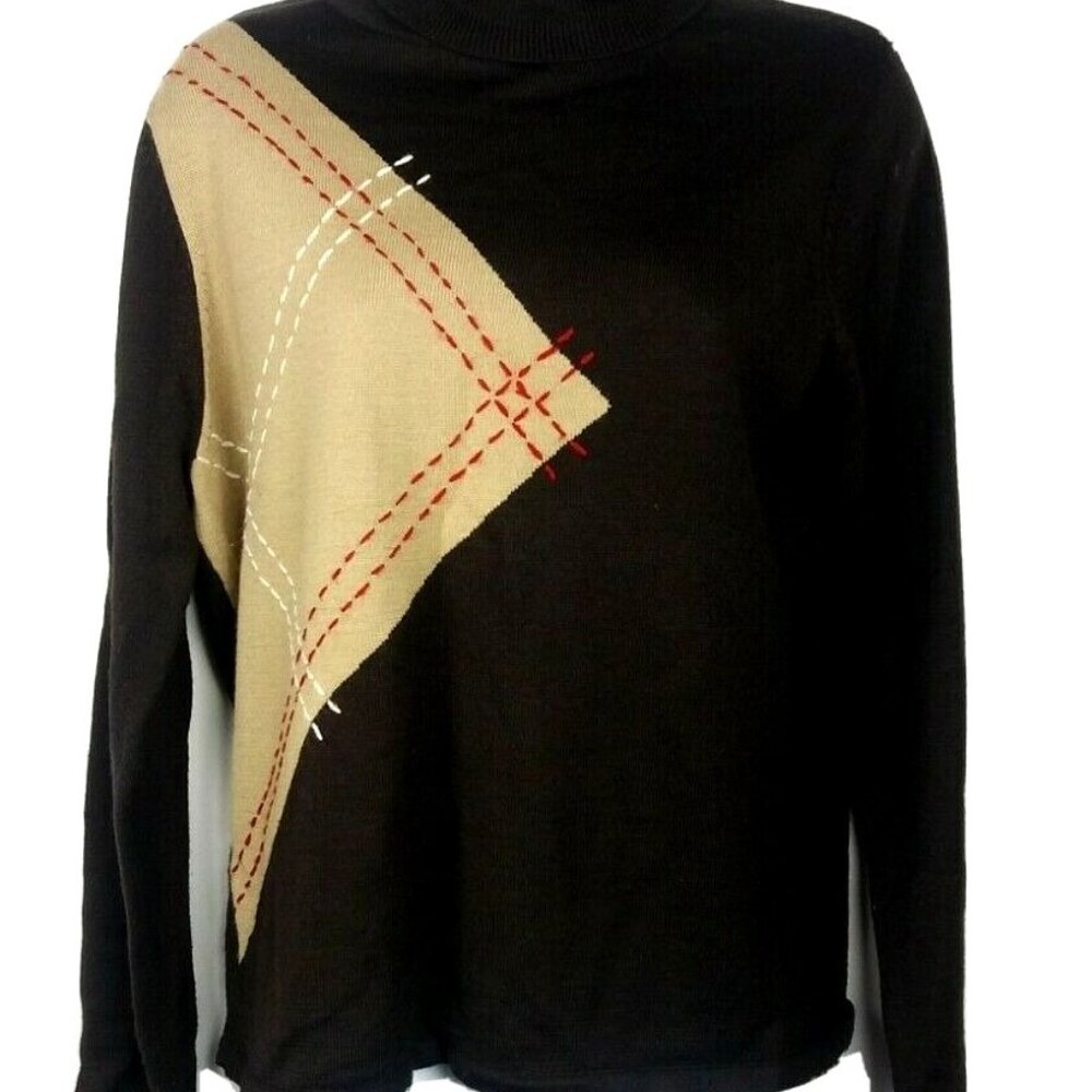 Contemporary Classic Tailor B Moss Brown Turtleneck Sweater Large Pullover Warm